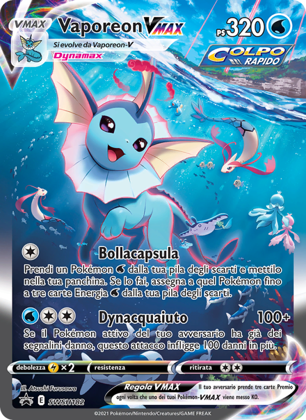 Vaporeon VMAX SWSH182 — SPSC Promo (Italian Pokémon TCG card)
