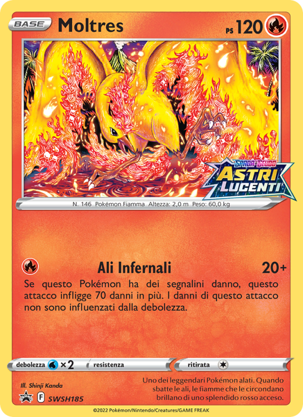 Moltres SWSH185 — SPSC Promo (Italian Pokémon TCG card)