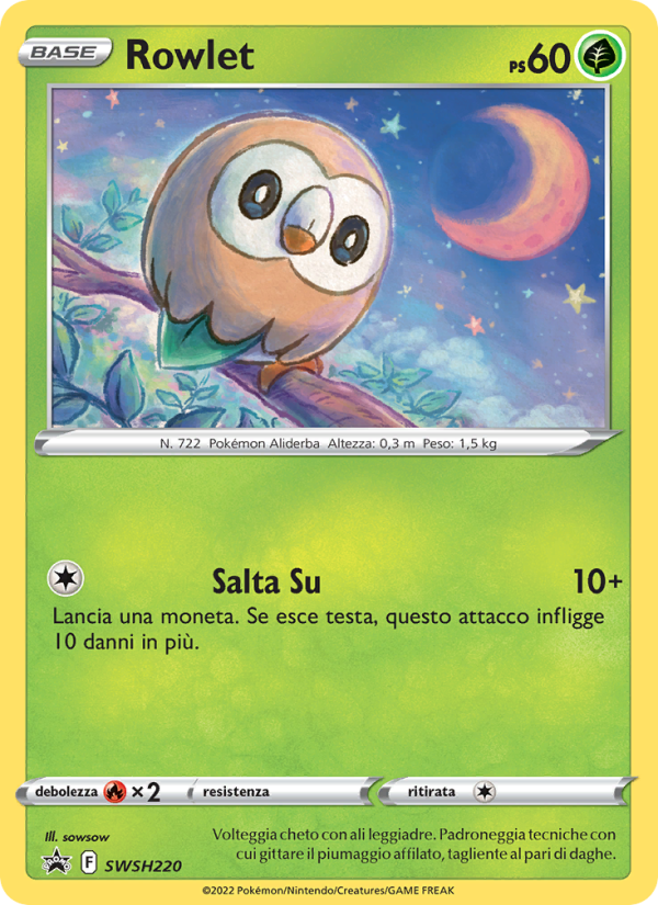 Rowlet SWSH220 — SPSC Promo (Italian Pokémon TCG card)