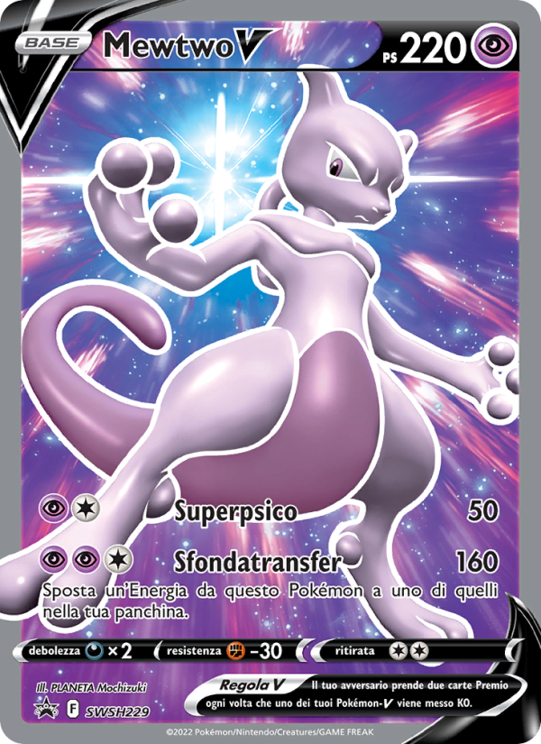 Mewtwo V SWSH229 — SPSC Promo (Italian Pokémon TCG card)