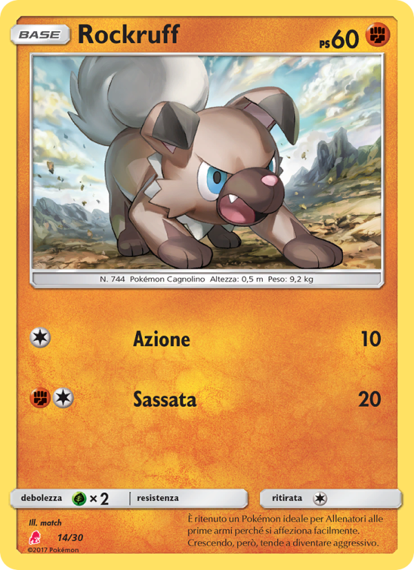 Rockruff 014/30 — Sole e Luna trainer Kit (Lycanroc) (Italian Pokémon TCG card)