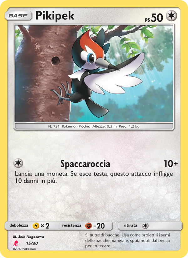 Pikipek 015/30 — Sole e Luna trainer Kit (Lycanroc) (Italian Pokémon TCG card)