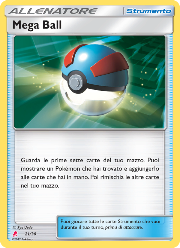 Mega Ball 021/30 — Sole e Luna trainer Kit (Lycanroc) (Italian Pokémon TCG card)