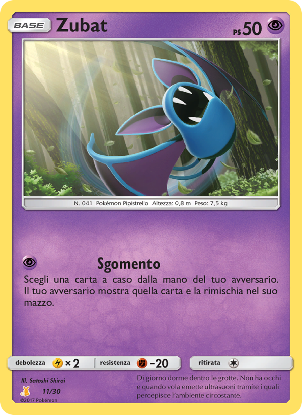 Zubat 011/30 — Sole e Luna trainer Kit (Alolan Raichu) (Italian Pokémon TCG card)