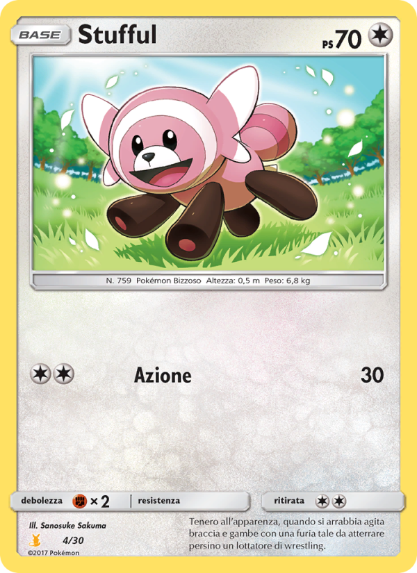 Stufful 004/30 — Sole e Luna trainer Kit (Alolan Raichu) (Italian Pokémon TCG card)