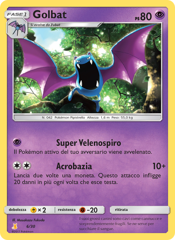 Golbat 006/30 — Sole e Luna trainer Kit (Alolan Raichu) (Italian Pokémon TCG card)