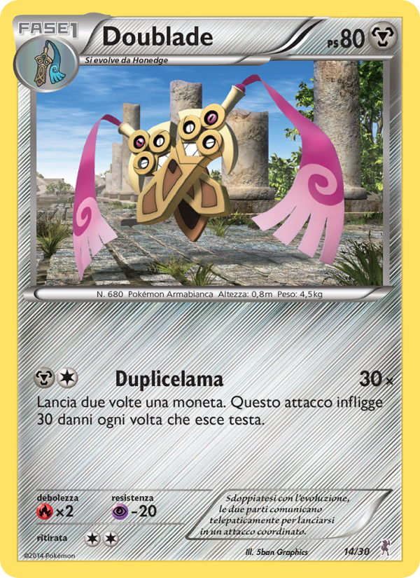 Doublade 014/30 — XY trainer Kit (Bisharp) (Italian Pokémon TCG card)