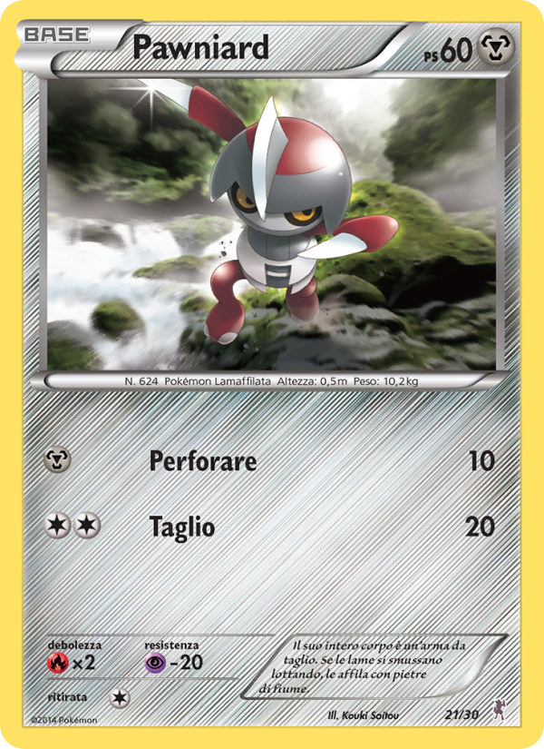 Pawniard 021/30 — XY trainer Kit (Bisharp) (Italian Pokémon TCG card)
