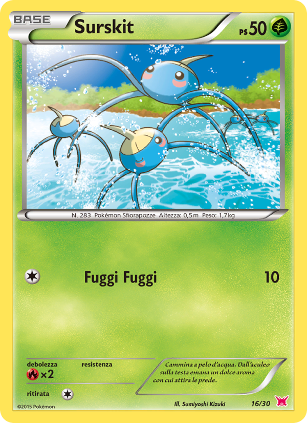 Surskit 016/30 — XY trainer Kit (Latias) (Italian Pokémon TCG card)