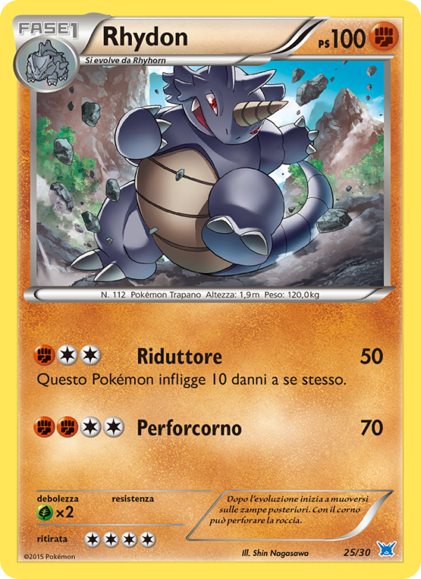 Rhydon 025/30 — XY trainer Kit (Latios) (Italian Pokémon TCG card)