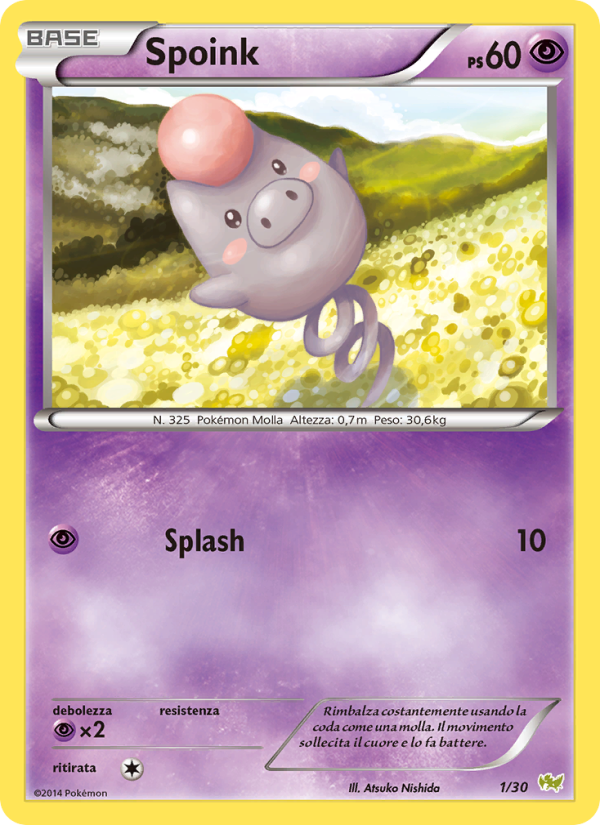 Spoink 001/30 — XY trainer Kit (Noivern) (Italian Pokémon TCG card)