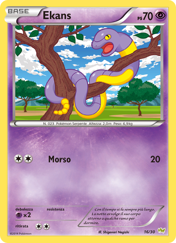 Ekans 016/30 — XY trainer Kit (Noivern) (Italian Pokémon TCG card)