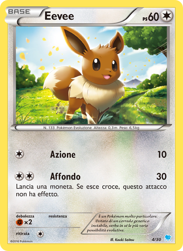 Eevee 004/30 — XY trainer Kit (Suicune) (Italian Pokémon TCG card)