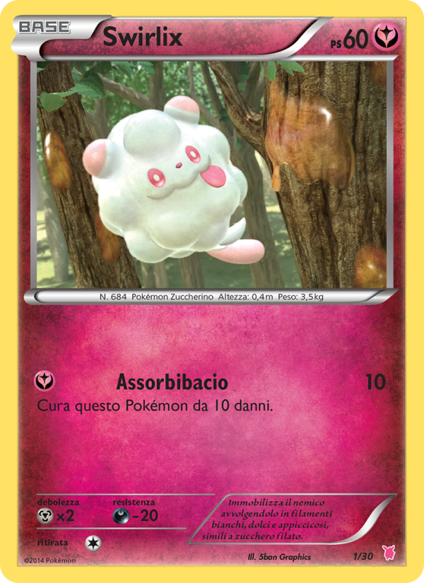 Swirlix 001/30 — XY trainer Kit (Wigglytuff) (Italian Pokémon TCG card)