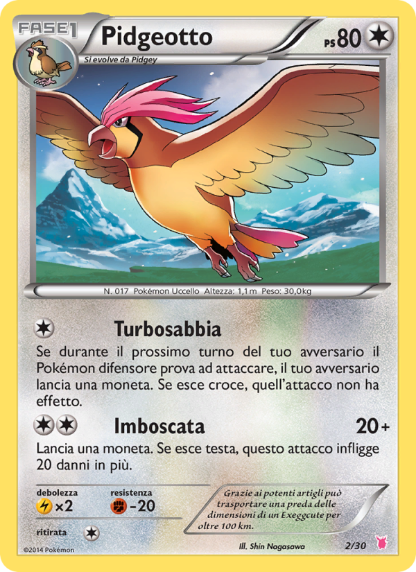 Pidgeotto 002/30 — XY trainer Kit (Wigglytuff) (Italian Pokémon TCG card)
