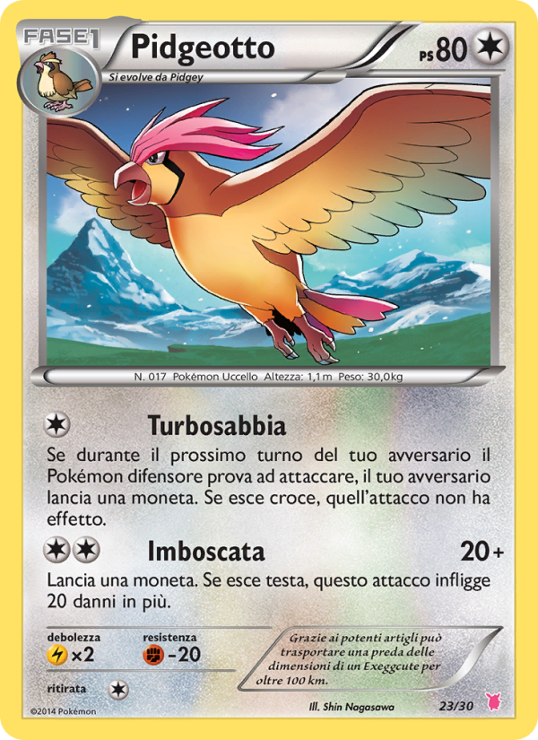 Pidgeotto 023/30 — XY trainer Kit (Wigglytuff) (Italian Pokémon TCG card)