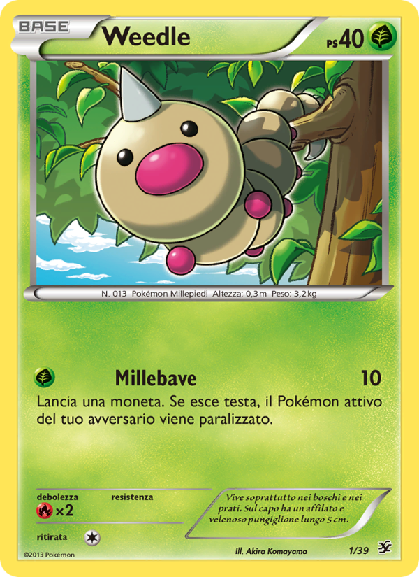 Weedle 001/39 — Benvenuti a Kalos (Italian Pokémon TCG card)