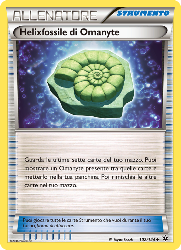 Helixfossile di Omanyte 102/129 — Destini Incrociati (Italian Pokémon TCG card)