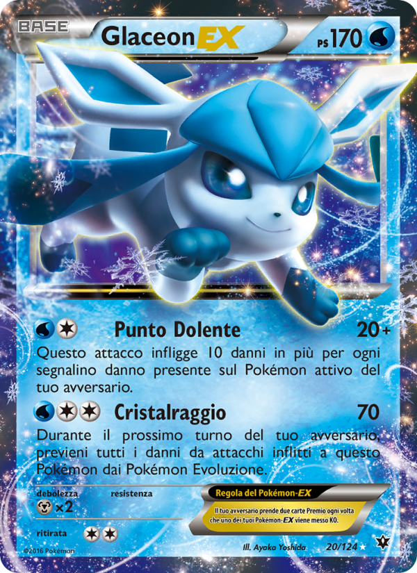 Glaceon EX 020/129 — Destini Incrociati (Italian Pokémon TCG card)