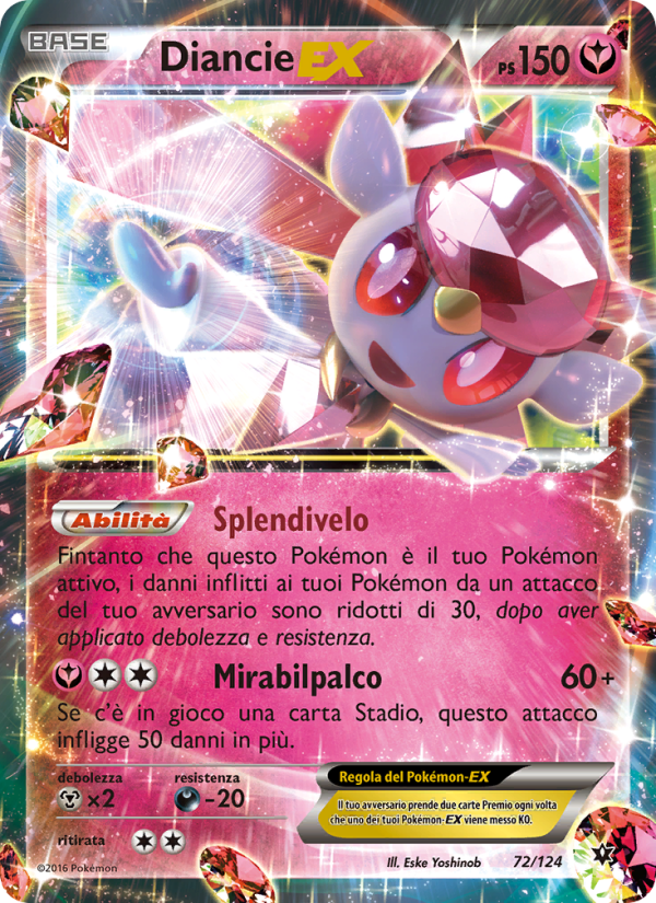 Diancie EX 072/129 — Destini Incrociati (Italian Pokémon TCG card)