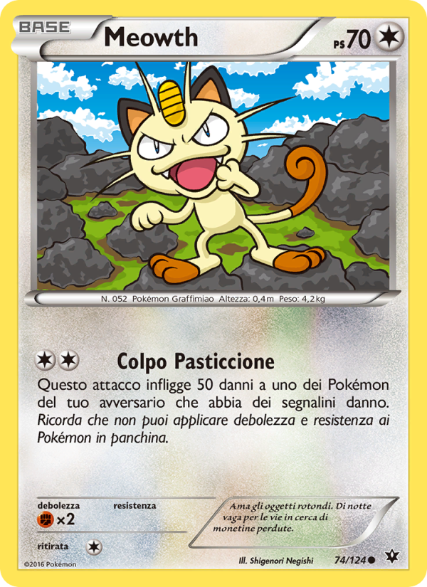 Meowth 074/129 — Destini Incrociati (Italian Pokémon TCG card)