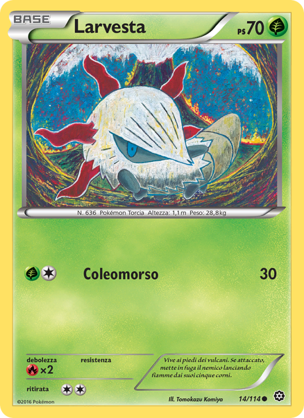 Larvesta 014/116 — Vapori Accesi (Italian Pokémon TCG card)