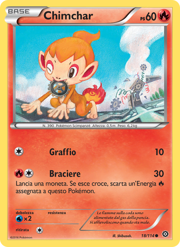 Chimchar 018/116 — Vapori Accesi (Italian Pokémon TCG card)
