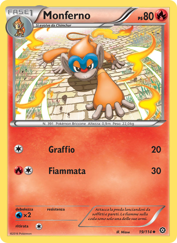 Monferno 019/116 — Vapori Accesi (Italian Pokémon TCG card)