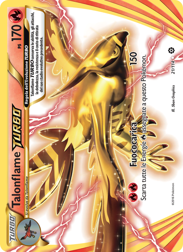 Talonflame TURBO 021/116 — Vapori Accesi (Italian Pokémon TCG card)