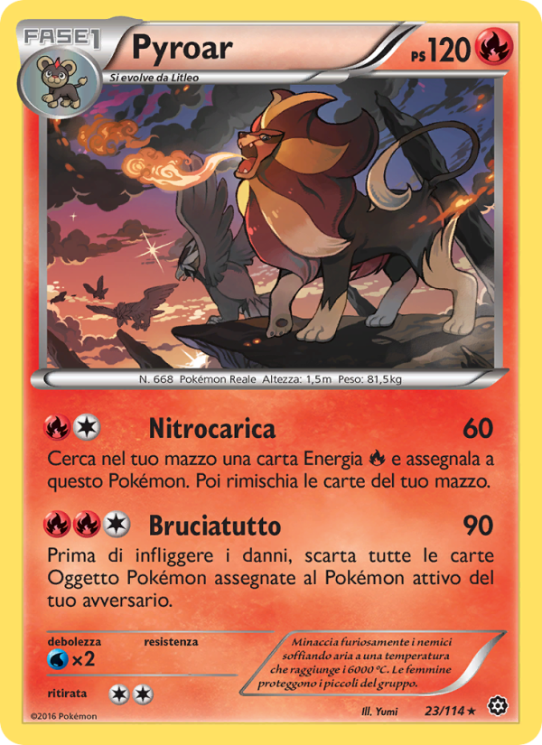 Pyroar 023/116 — Vapori Accesi (Italian Pokémon TCG card)