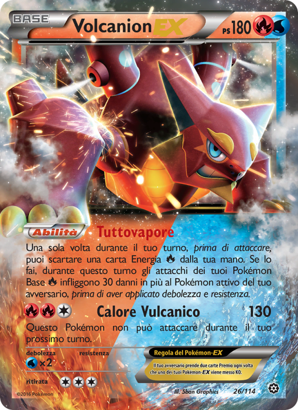 Volcanion EX 026/116 — Vapori Accesi (Italian Pokémon TCG card)