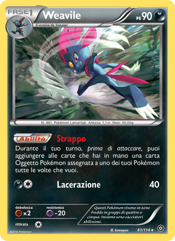 Weavile 061/116 — Vapori Accesi (Italian Pokémon TCG card)