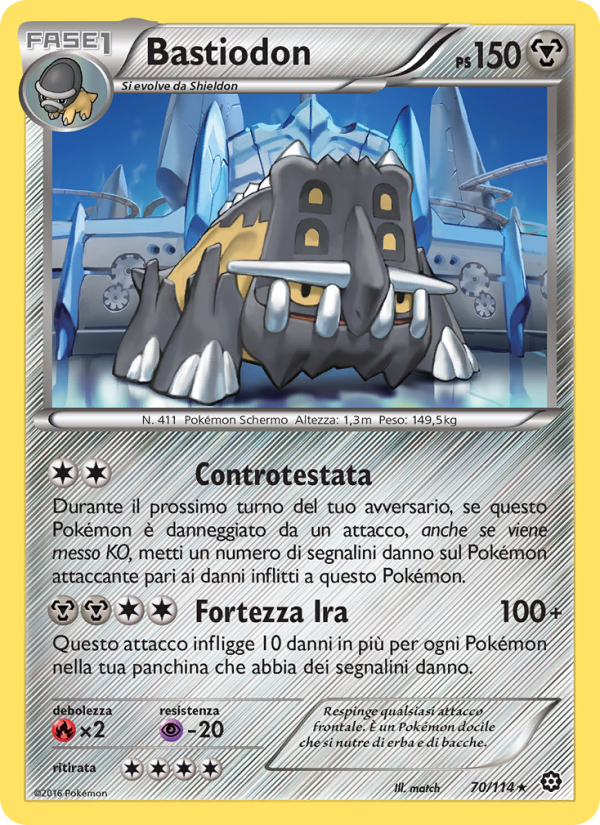 Bastiodon 070/116 — Vapori Accesi (Italian Pokémon TCG card)