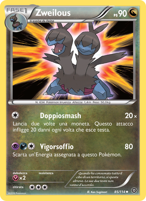 Zweilous 085/116 — Vapori Accesi (Italian Pokémon TCG card)