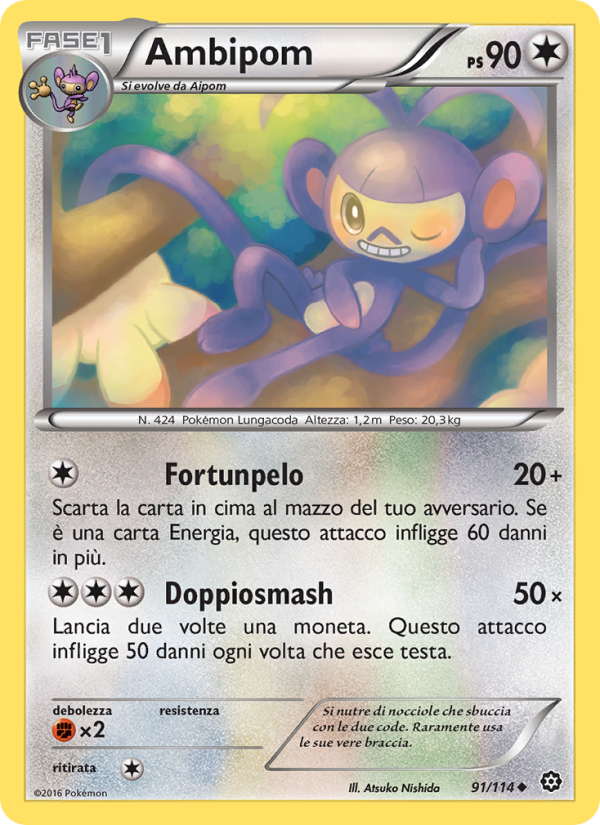 Ambipom 091/116 — Vapori Accesi (Italian Pokémon TCG card)