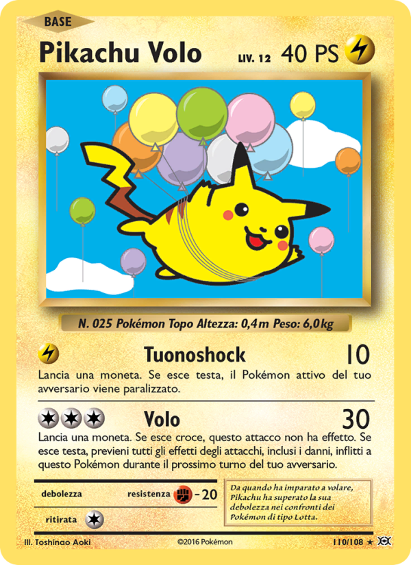 Pikachu Volo 110/113 — Evoluzioni (Italian Pokémon TCG card)