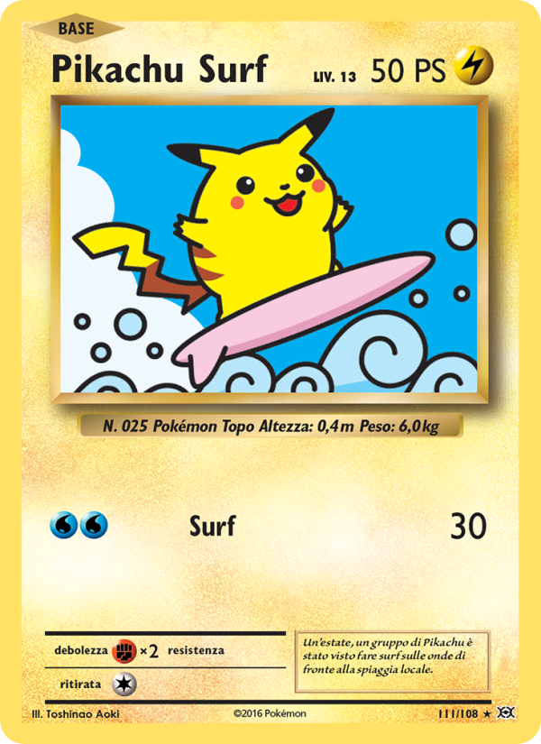 Pikachu Surf 111/113 — Evoluzioni (Italian Pokémon TCG card)