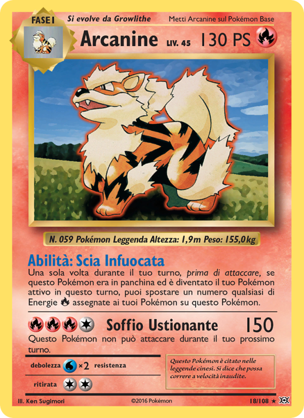 Arcanine 018/113 — Evoluzioni (Italian Pokémon TCG card)