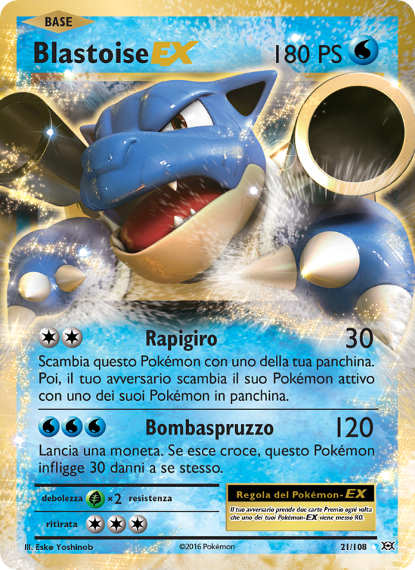 Blastoise EX 021/113 — Evoluzioni (Italian Pokémon TCG card)