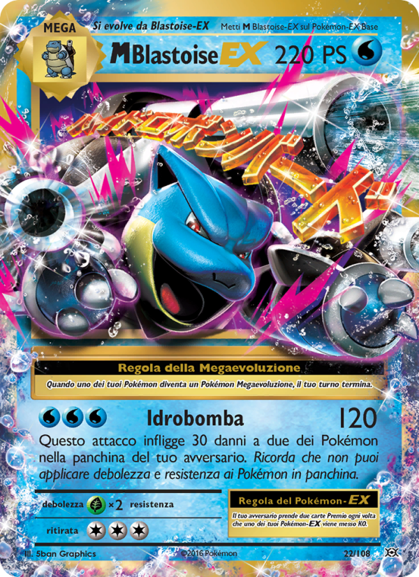 M Blastoise EX 022/113 — Evoluzioni (Italian Pokémon TCG card)