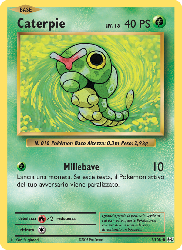 Caterpie 003/113 — Evoluzioni (Italian Pokémon TCG card)