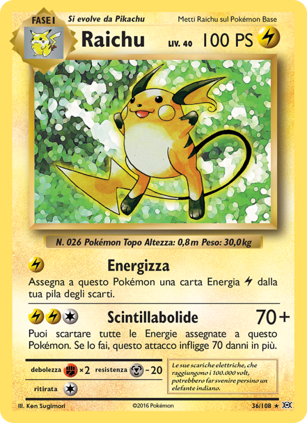 Raichu 036/113 — Evoluzioni (Italian Pokémon TCG card)