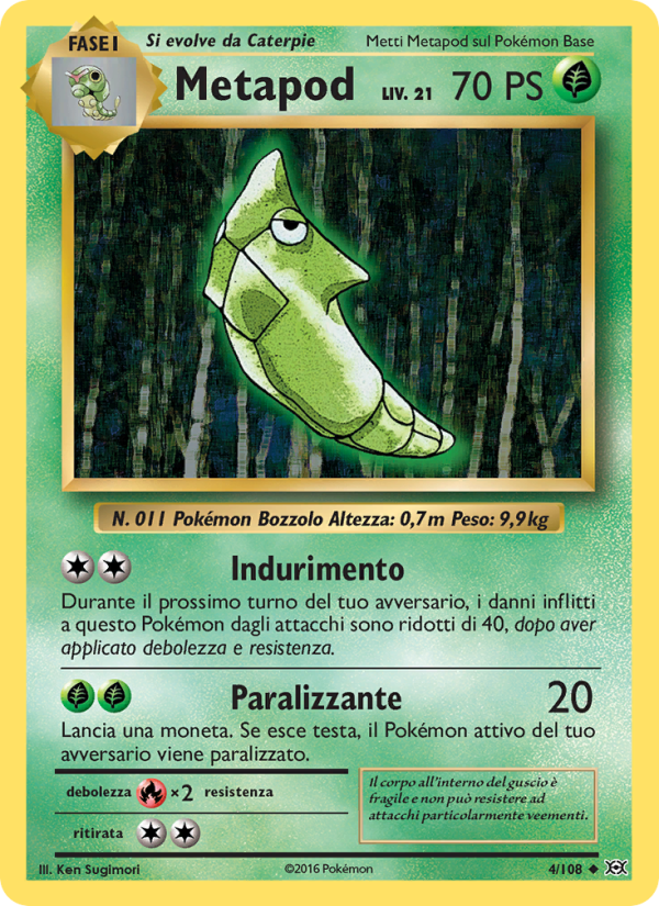 Metapod 004/113 — Evoluzioni (Italian Pokémon TCG card)