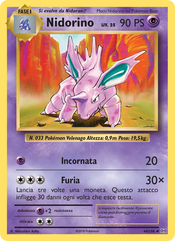 Nidorino 044/113 — Evoluzioni (Italian Pokémon TCG card)