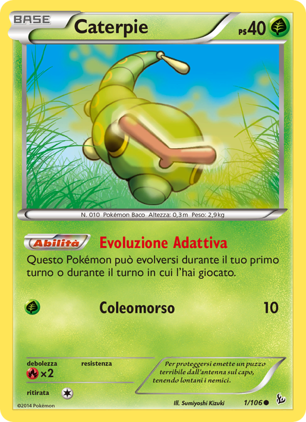 Caterpie 001/110 — Fuoco Infernale (Italian Pokémon TCG card)
