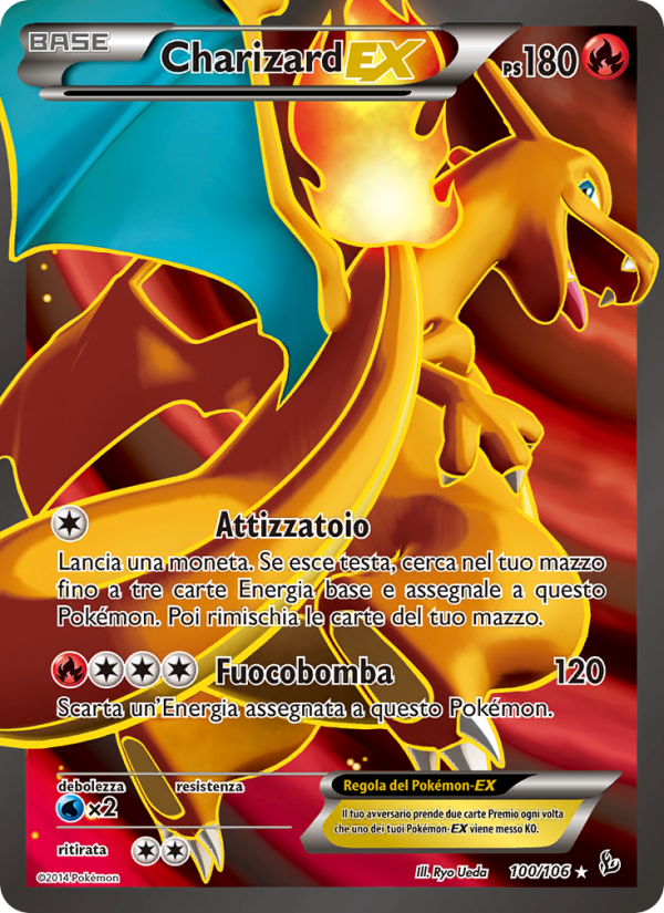 Charizard EX 100/110 — Fuoco Infernale (Italian Pokémon TCG card)