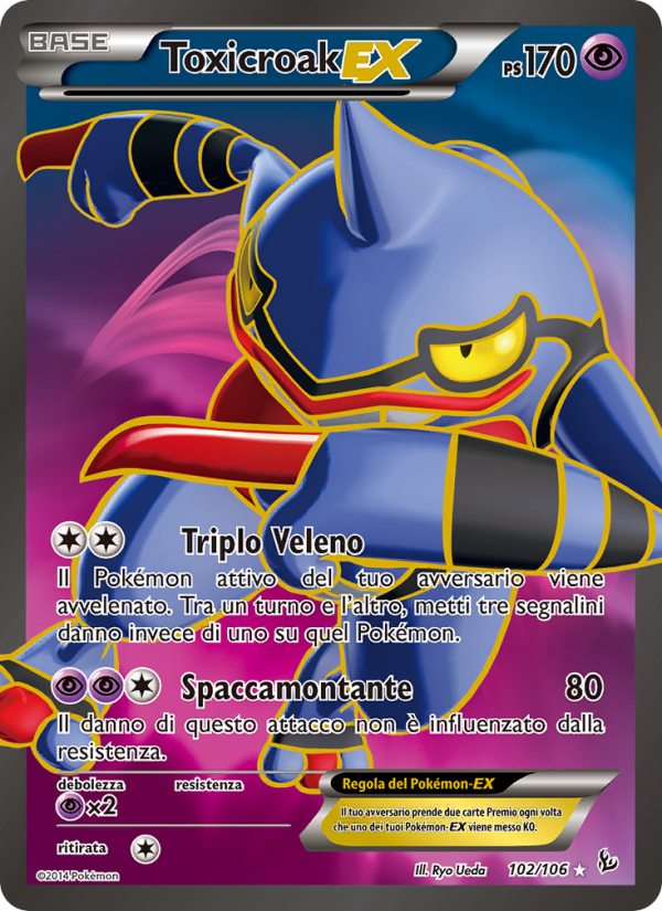 Toxicroak EX 102/110 — Fuoco Infernale (Italian Pokémon TCG card)