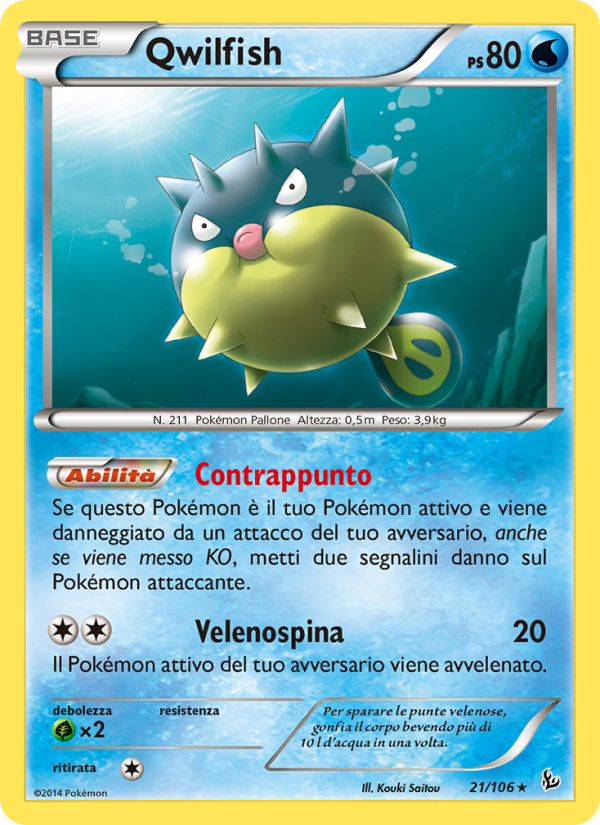 Qwilfish 021/110 — Fuoco Infernale (Italian Pokémon TCG card)