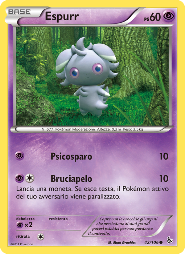 Espurr 042/110 — Fuoco Infernale (Italian Pokémon TCG card)