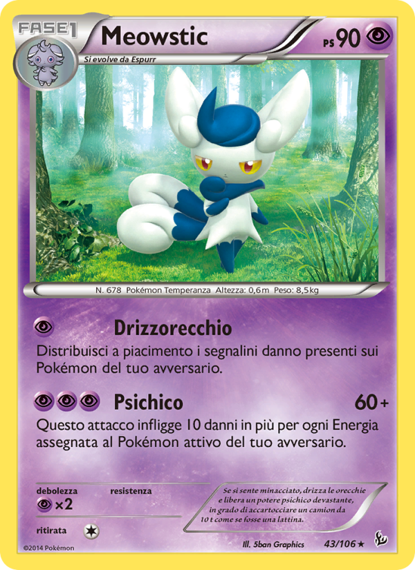Meowstic 043/110 — Fuoco Infernale (Italian Pokémon TCG card)